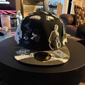 NBA Teams All Over Camo HWC Hardwood Classics New Era SZ 7 3/8 Rare Pre Owned